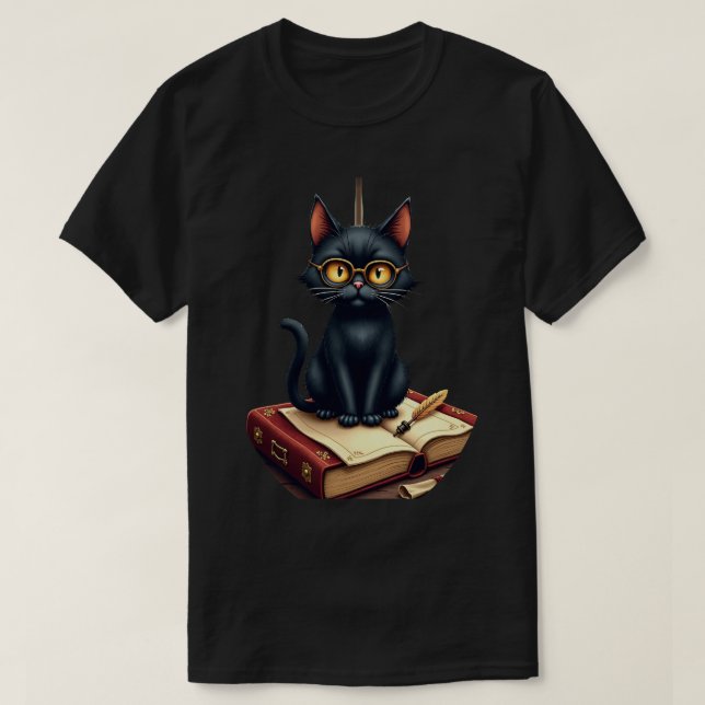 T-shirt avec autocollant de chat érudit de l'Acade (Design devant)