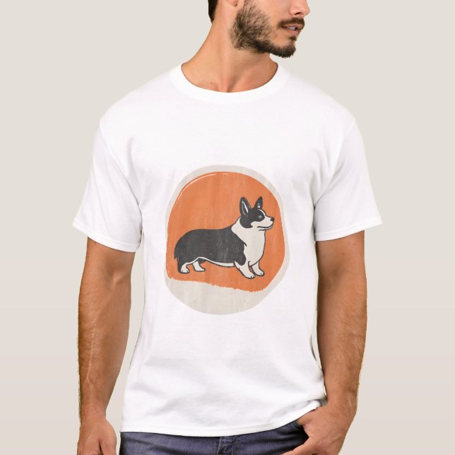 T-shirt avec badge silhouette rétro Corgi (Devant)