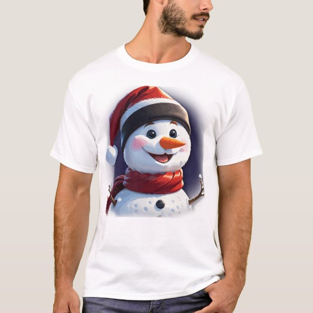 T-shirt avec bonhomme de neige de Noël (Devant)