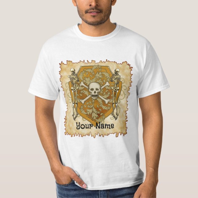 T-shirt avec bouclier de crâne de pirate (Devant)