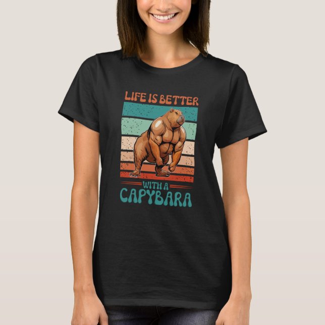 T-shirt Avec Capybara Fitness Bodybuilder (Devant)