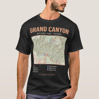 T-shirt avec carte du sentier du Grand Canyon Nati