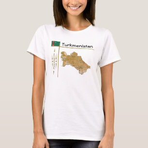T-shirt avec carte du Turkménistan + Drapeau + Tit