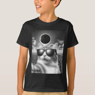 T-shirt Avec Chat Chemise Lunettes de Soleil Selfie Éclips