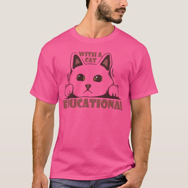 T-shirt Avec Chat Education Retro (Devant)