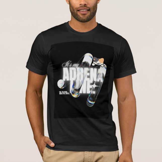 T-shirt avec chat mignon et design Adrénaline (Devant)