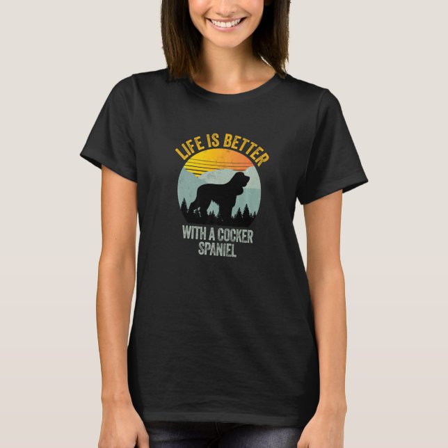 T-shirt Avec Cocker Spaniel Chien Vintage Été (Devant)