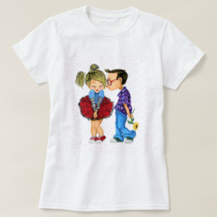 T-shirt avec couple romantique - Amour - Baiser