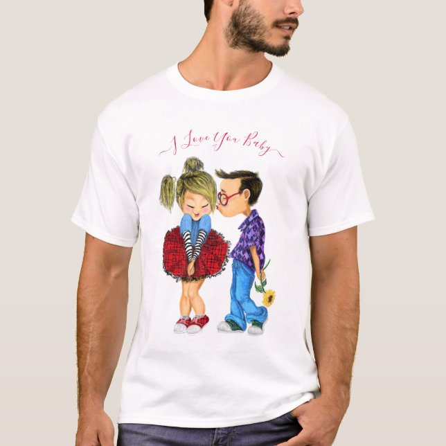 T-shirt avec couple romantique - Je t'aime (Devant)