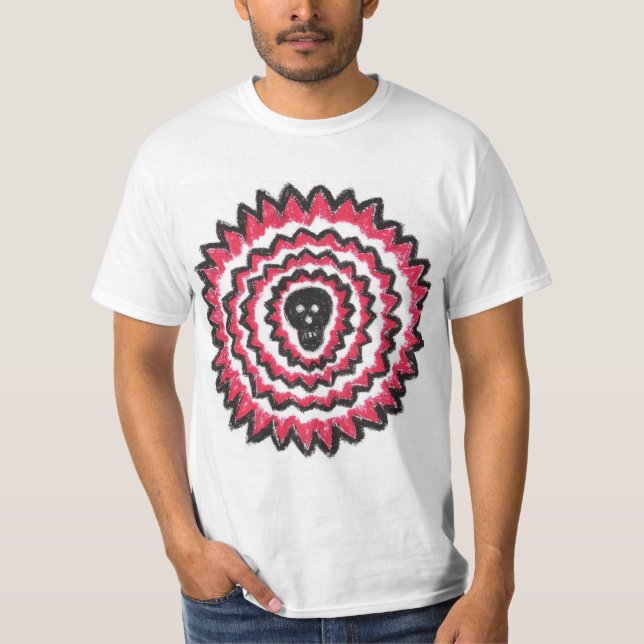 T-Shirt avec crâne rouge et noir (Devant)