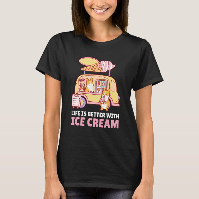 T-shirt Avec Crème De Glace Avec Chien (Devant)