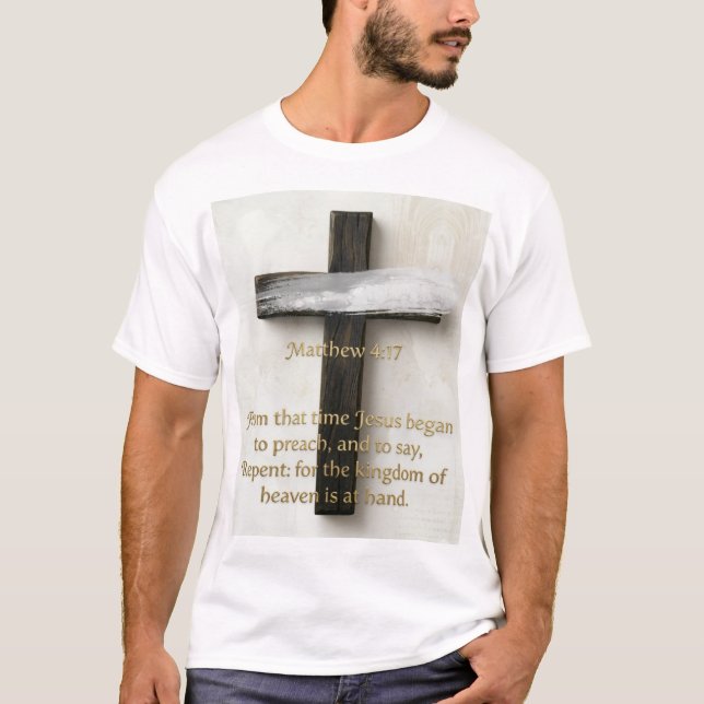 T-shirt avec croix "Matthew 4:17 – Repentez-vous" (Devant)