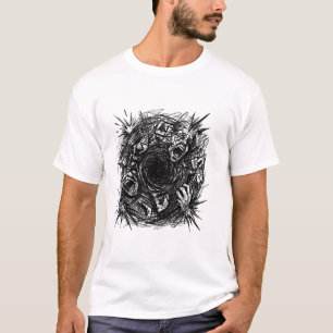 T-Shirt avec croquis d'abîme hurlant abstrait