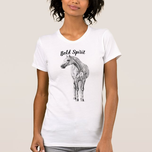 T-shirt avec croquis de cheval en graphite (Devant)