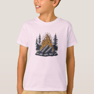 T-shirt avec croquis de feu de camp