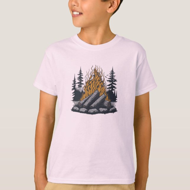 T-shirt avec croquis de feu de camp (Devant)