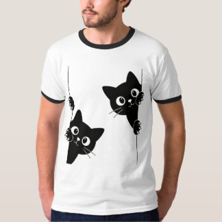 T-shirt avec des chats noirs mignons en peekaboo