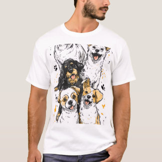 T-shirt avec des graphismes de chiens mignons