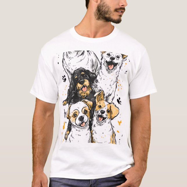 T-shirt avec des graphismes de chiens mignons (Devant)