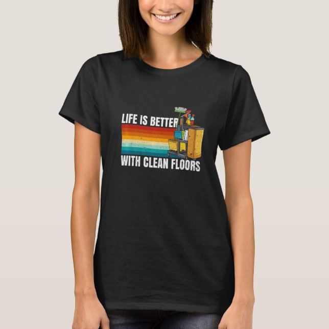 T-shirt Avec Des Planchers Propres Devis Pour Un Gardien (Devant)