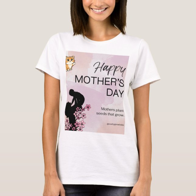 T-shirt avec design chat et fête des mères (Devant)