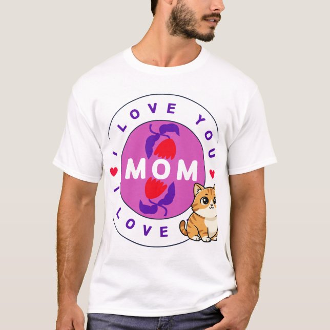 t-shirt avec design chat et maman (Devant)