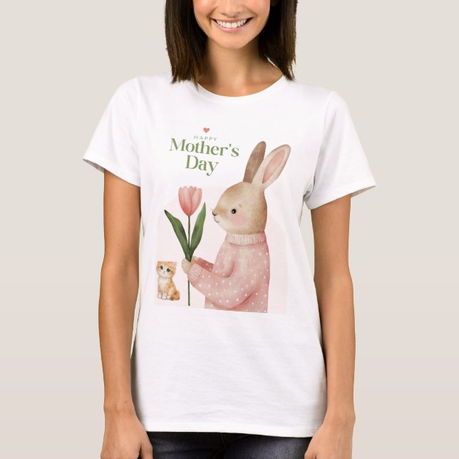 t-shirt avec design de chat et de lapin (Devant)
