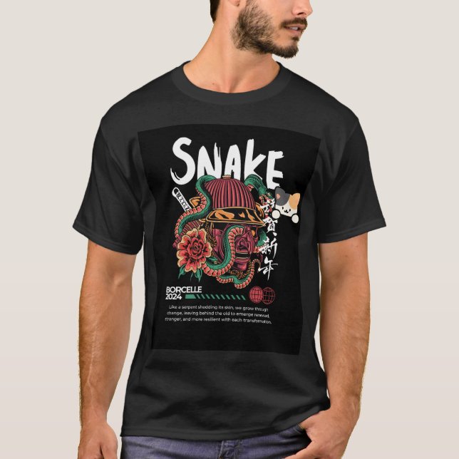 t-shirt avec design de serpent & chat mignon (Devant)