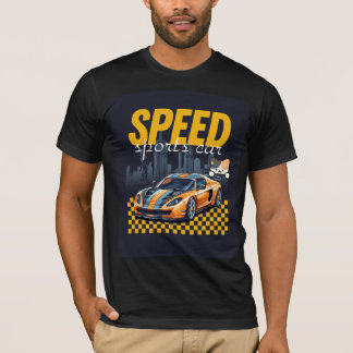T-shirt avec design de voiture de sport et chat mi