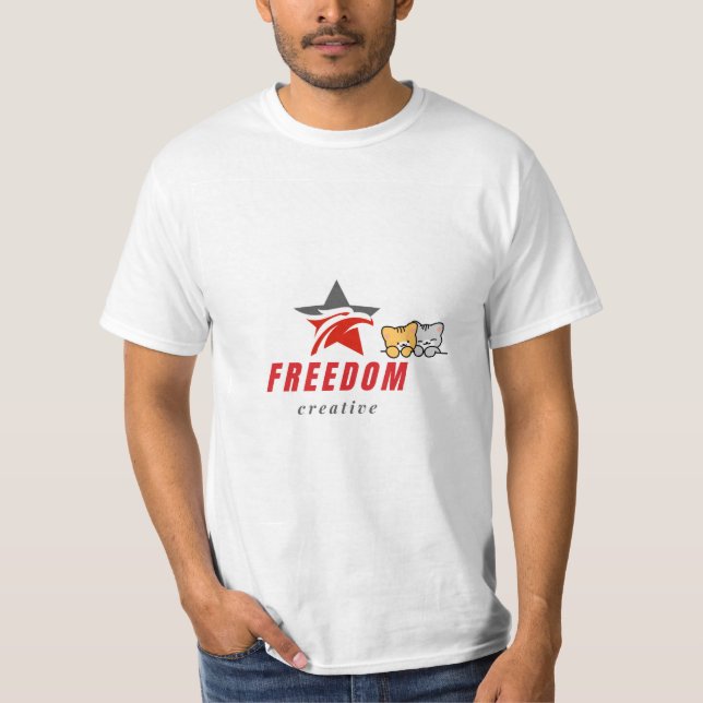 T-shirt avec design liberté et chat mignon (Devant)