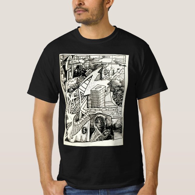 T-shirt avec dessin à l'encre "Modern Warfare" (Devant)