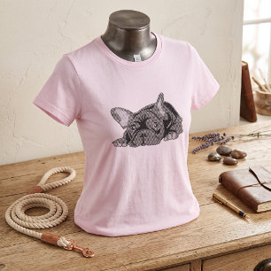 T-shirt avec dessin minimaliste de Bouledogue Fran