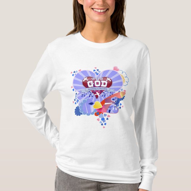 T-shirt Avec Dieu Coeurs (Devant)