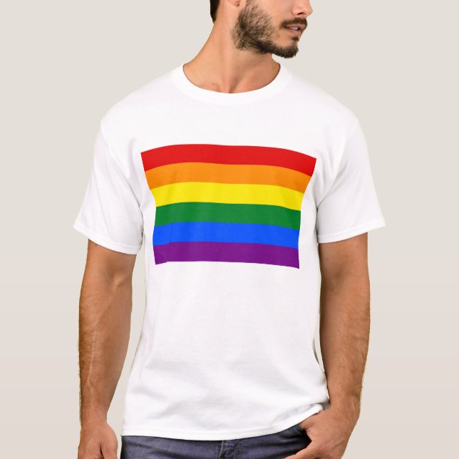 T-shirt avec drapeau arc-en-ciel LGBT (Devant)