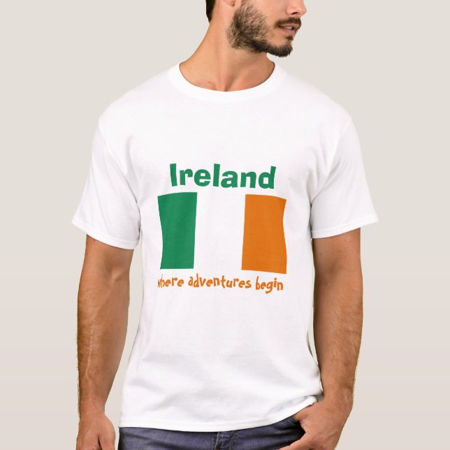 T-Shirt avec Drapeau + Carte + Texte de l'Irlande (Devant)