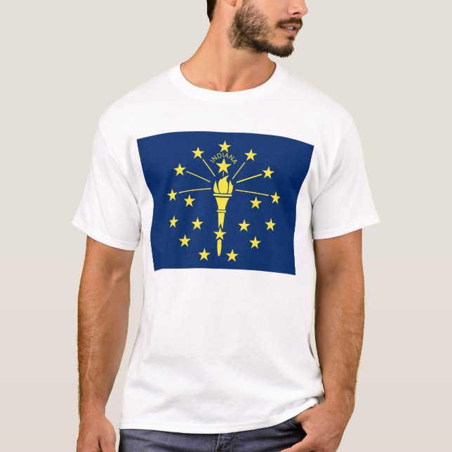 T-shirt avec drapeau de l'état de l'Indiana USA (Devant)