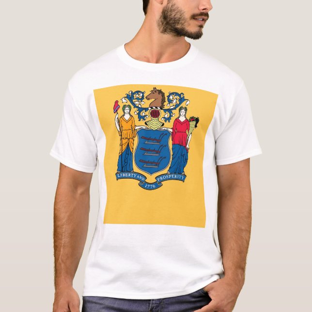 T-shirt avec drapeau de l'État du New Jersey USA (Devant)