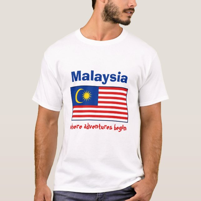 T-shirt avec drapeau de Malaisie + carte + texte (Devant)