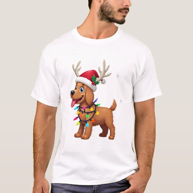 T-shirt avec éclairages de Noël pour chien Terrier (Devant)