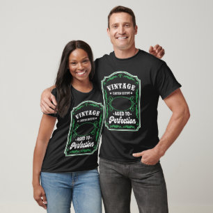 T-Shirt avec étiquette d'anniversaire vintage pers