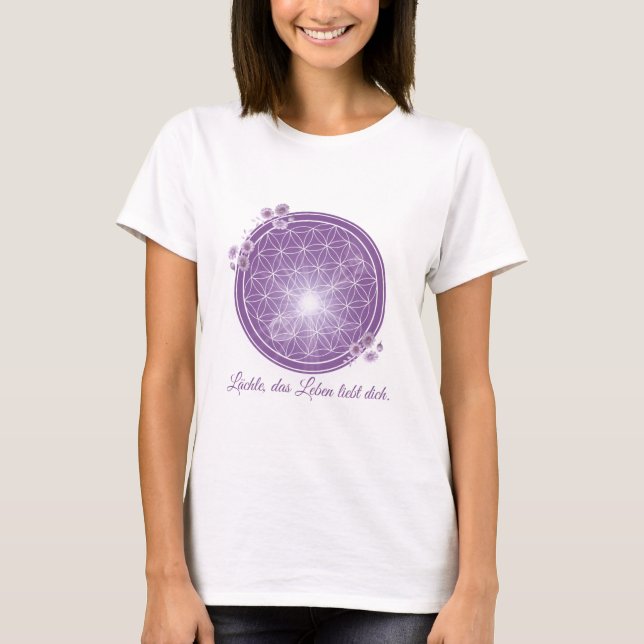 T-shirt avec fleur de vie et fleurs, lilas, fleur (Devant)