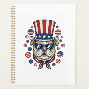 T-shirt avec gravure vintage de bulldog patriotiqu
