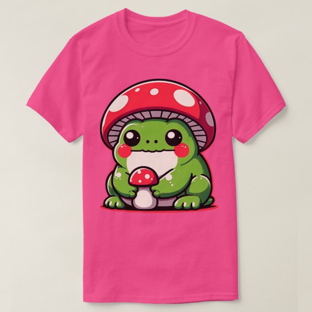 T-shirt Avec grenouille Casquette de champignons (Design devant)