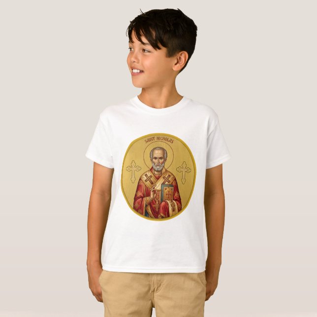 T-Shirt avec icône orthodoxe de Saint Nicolas (Devant entier)