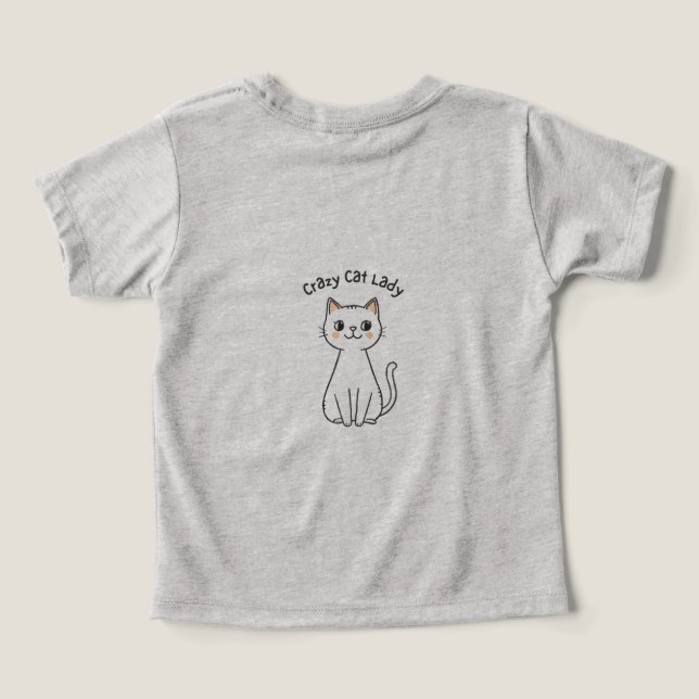 T-shirt avec illustration mignonne de Crazy Cat La (Design Verso)