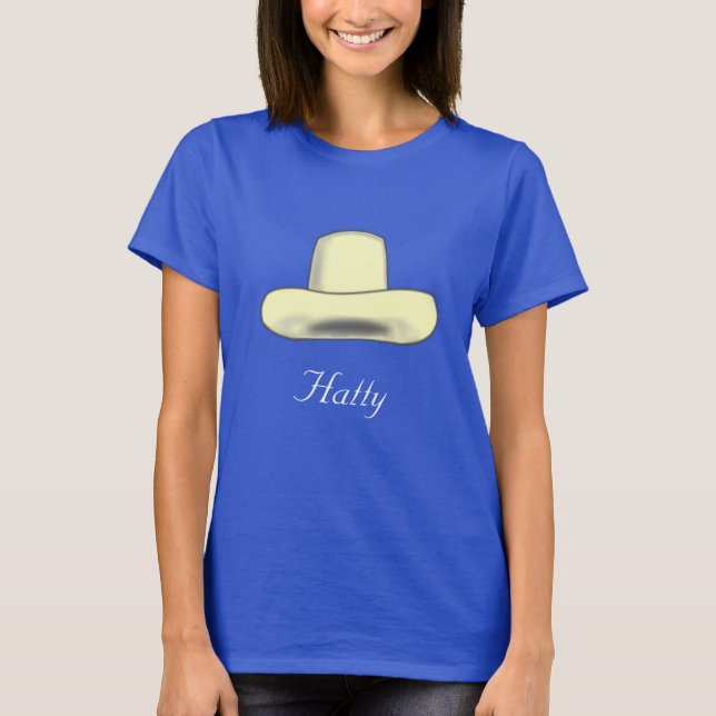 T-Shirt avec image de chapeau dessin animé et text (Devant)