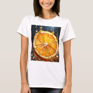 T-shirt avec imprimé de tranches orange vif.