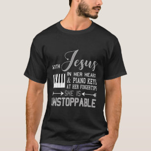 T-shirt Avec Jésus Dans Son Coeur Touches De Piano À Son F