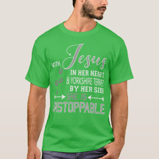T-SHIRT AVEC JÉSUS DANS SON COEUR YORKSHIRE TERRIER PAR CÔ