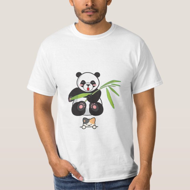 T-shirt avec joli design panda & chat (Devant)